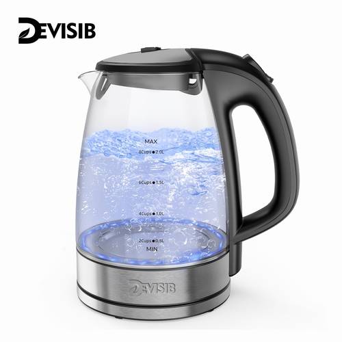 electric glass kettle 2200w fast boiling 2 0l tea kettle hot water boiler water heater teapot auto shut off boil coffee tea hot water borosilicate glass matte black