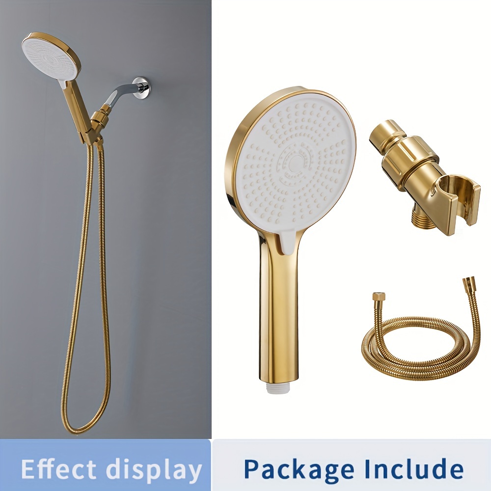 High-Pressure Handheld Showerhead with 3 Modes, Golden Finish