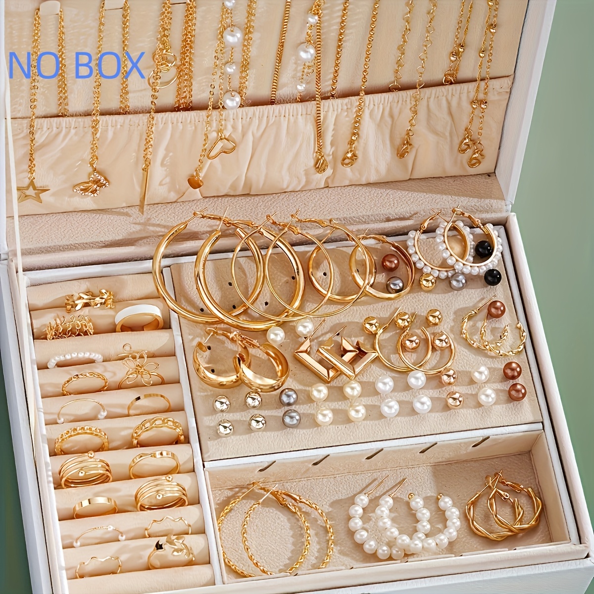 Image of () 86pcs/set Retro Fashion Elegant Necklace Earrings Rings Studs Jewelry Large Set Women Daily All-match Holiday Gift Popular Jewelry Valentine's Day Mother's Day Halloween New Year Gift Top