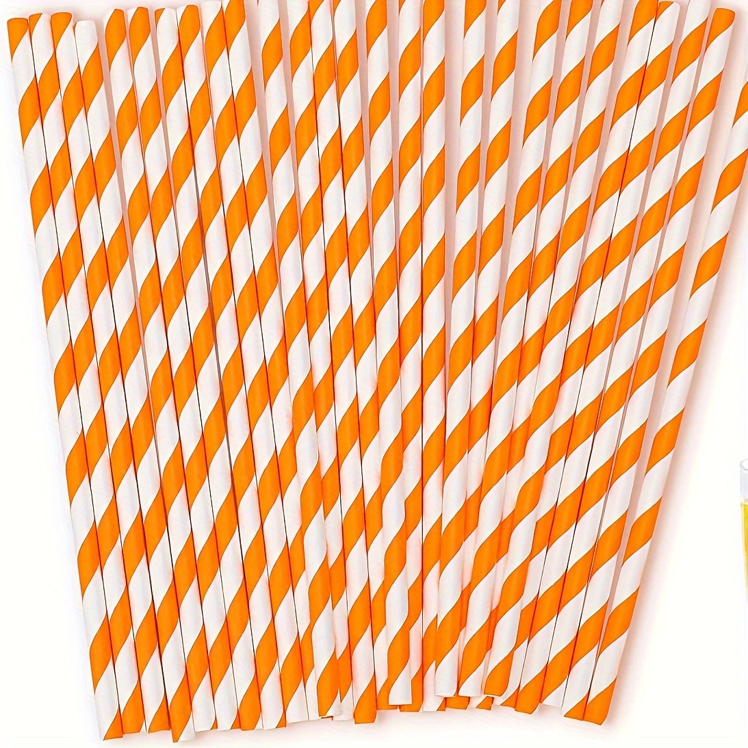 

100 Pcs Orange Striped Paper Straws - 7.76" Long, Perfect For Parties, Restaurants, Juices, Coffee, Desserts & Diy Decorations - Paper Straw