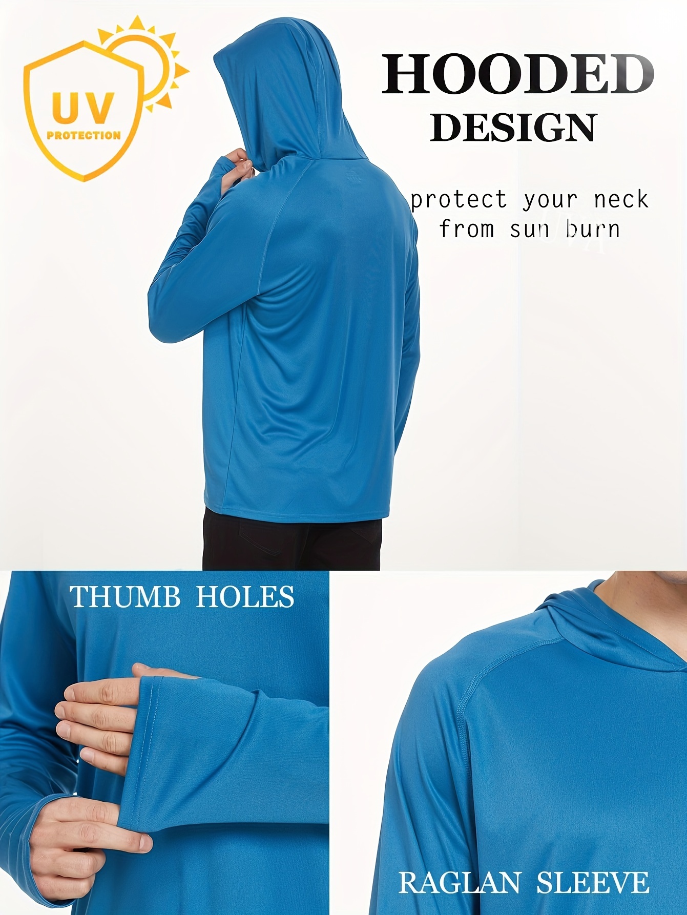 Men's Fish Pattern Color Block Upf 50+ Sun Protection Hoodie - Temu