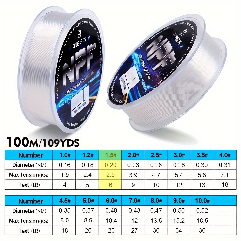 109yds Fishing Line | 4lb-36lb Anti-curl Strong Nylon Rope For Sea/freshwater Fishing, Transparent Silvery