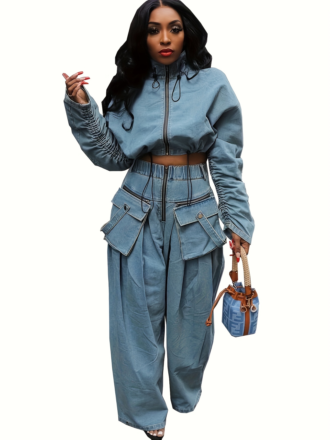 Denim Outfit Two Piece Denim Pants Set Womens Two Piece Sets Denim