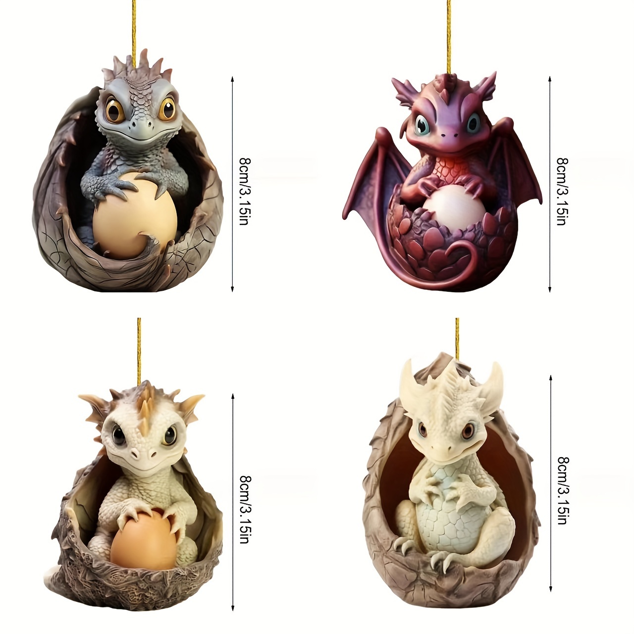 

4pcs/ Creative Dragon Egg Baby, Acrylic Car Pendant, Key Chain Pendant, Outdoor Pendant, Bedroom And Living Room Pendant, Home Decoration