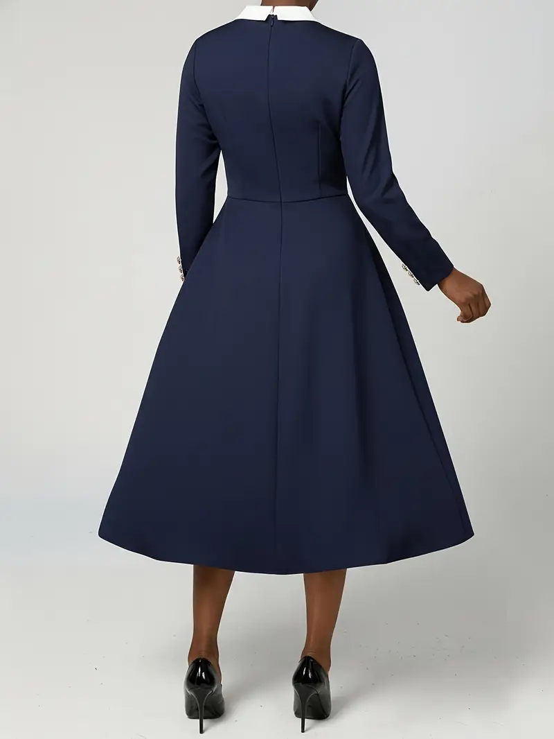 elegant womens peplum dress lapel collar button details - Temu Qatar elegant womens peplum dress lapel collar button details - Temu Qatar