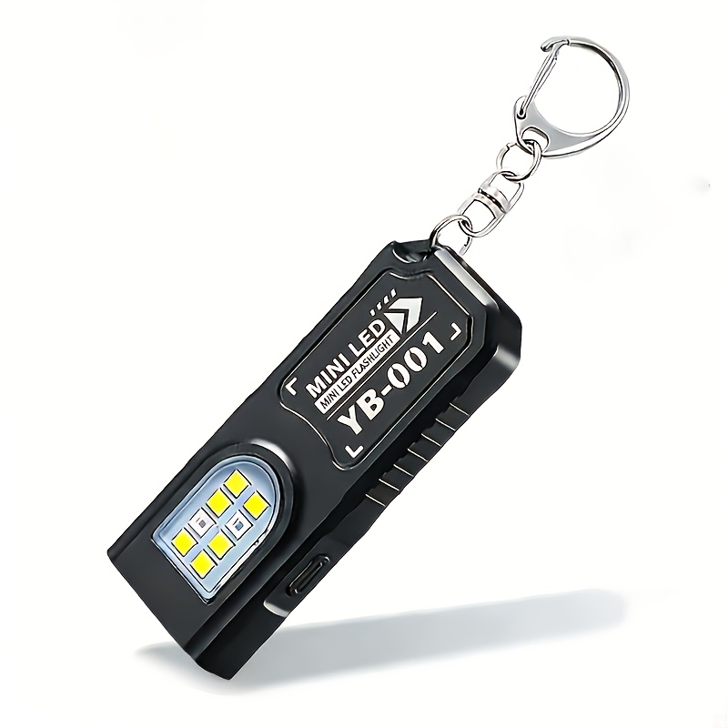 TEMU 1-pack Led Mini Flashlight With Magnetic Base And Usb Charging - Portable Work Light, Keychain Clip, Multi-functional, Suitable For Camping,