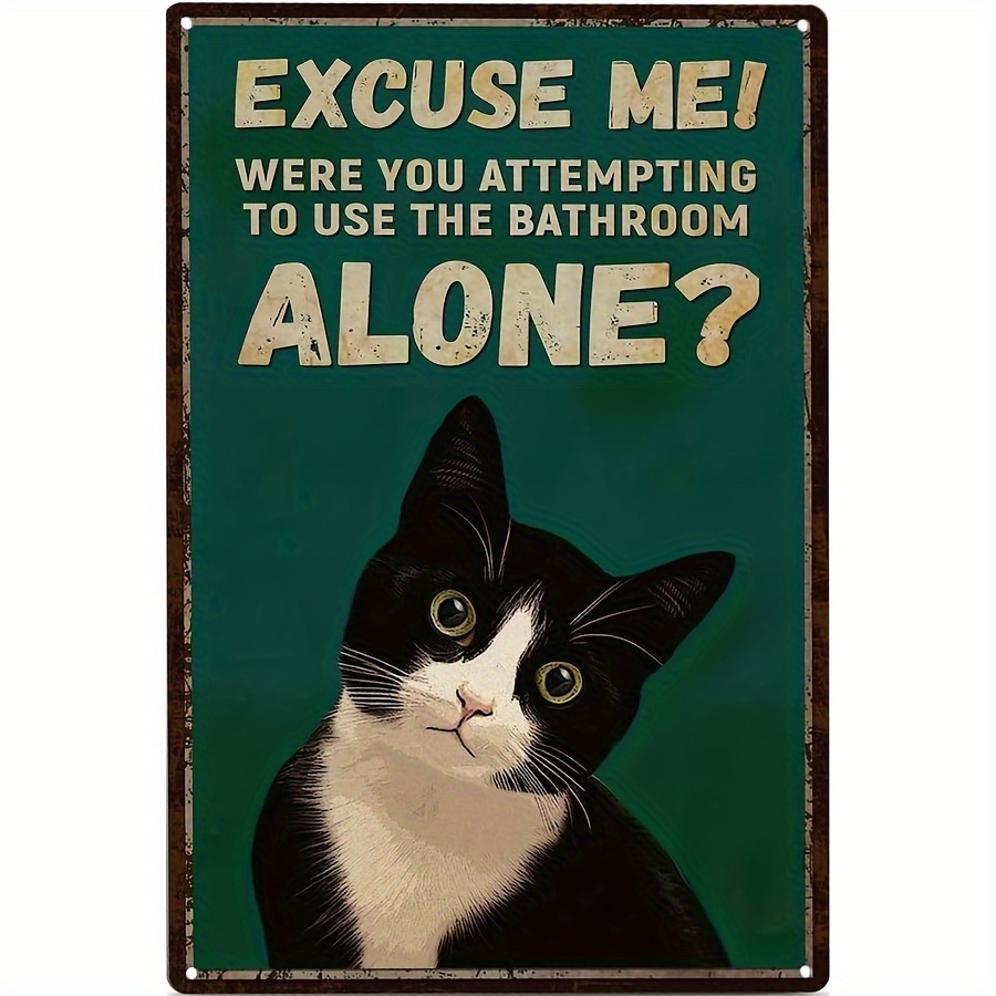 

1pc Vintage Bathroom Wall Decoration, Fun Tuxedo Cat Metal Sign, Black Cat Metal Poster, Perfect Gift For Tuxedo Cat Enthusiasts, 20.32 X 30.48 Cm