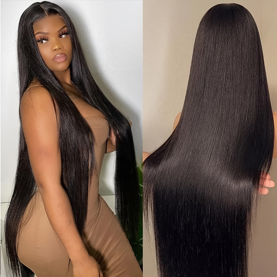 TEMU 200% Density 13x4 Hd Lace Front Wigs Human Hair Pre Straight Human Hair Wigs For Women Glueless Lace Frontal Wigs Human Hair With Baby Hair
