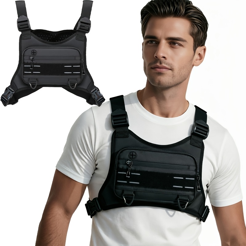 TEMU Mochila táctica negra, bolsa de pecho para deportes al , riñonera de pecho para uso diario, bolsa de pecho para hombre, mochila y transpirable,