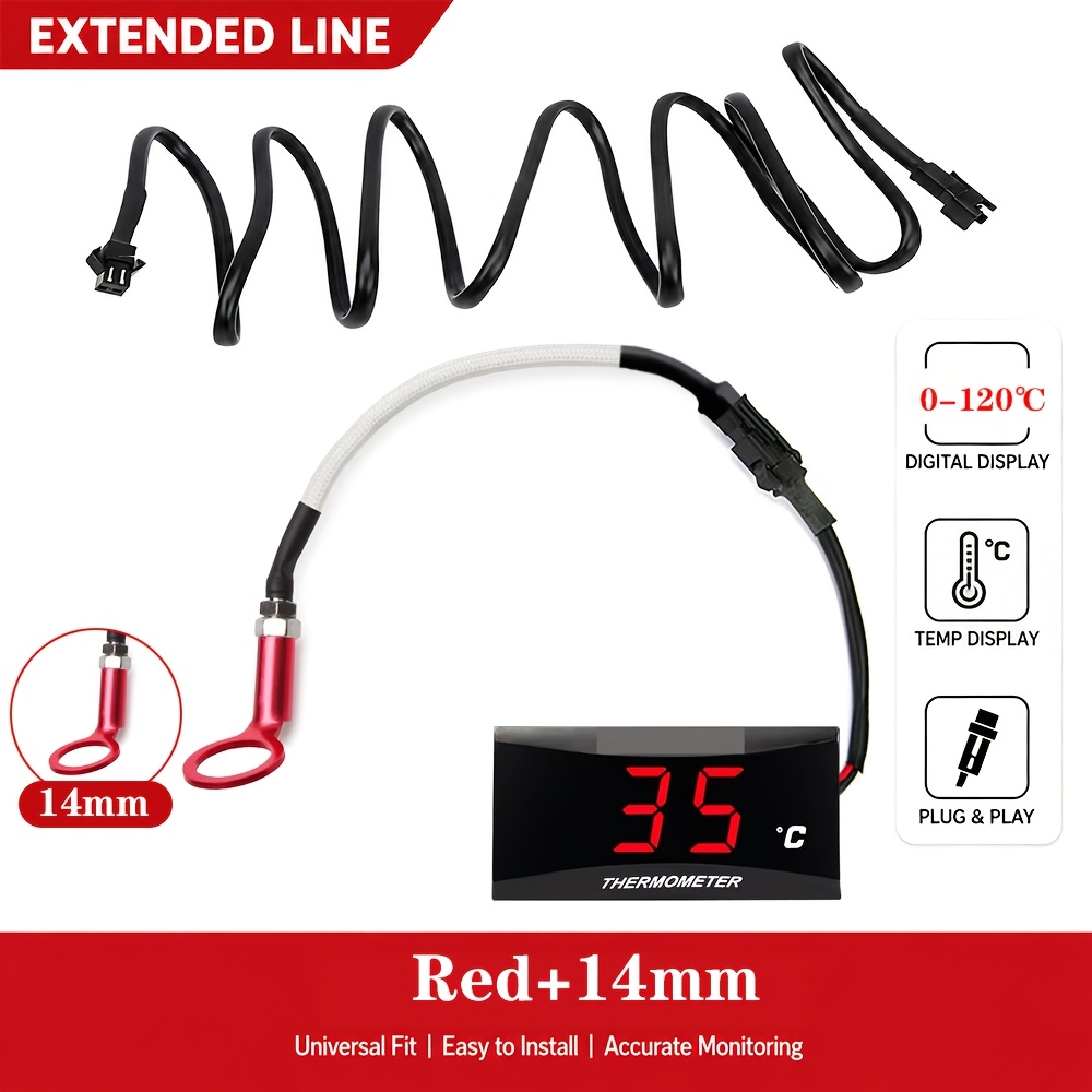 TEMU Universal Cylinder Head Temperature Digital Gauge Mini Square Motorcycle Sensor For Nmax125 Xmax250 300