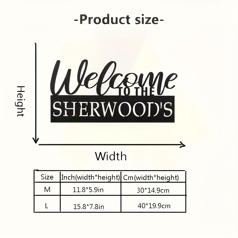 TEMU Customized Metal Welcome Sign - Personalized , Elegant Cursive Font, Durable Outdoor Home Decoration, Wedding Or Housewarming Gifts