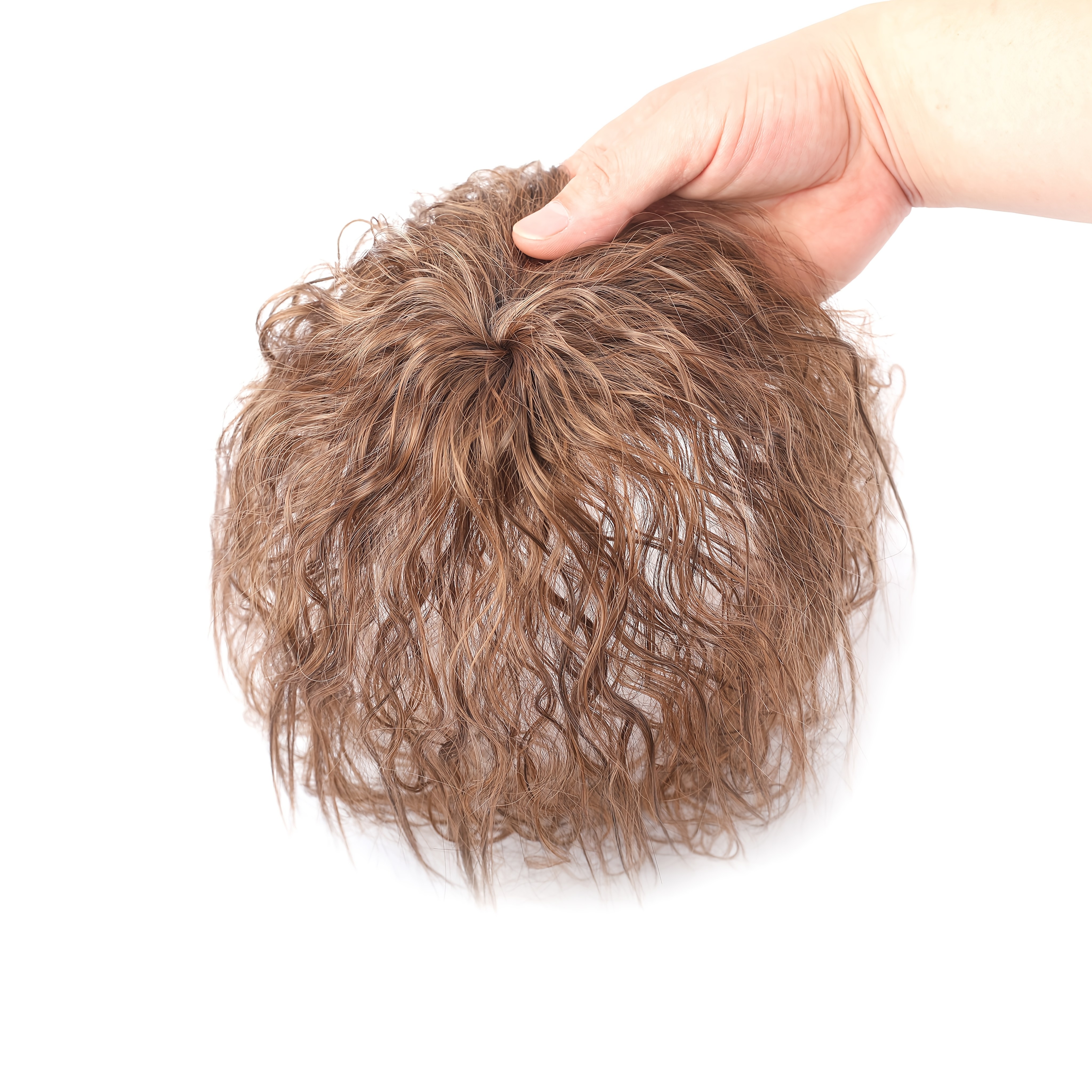 curly wave clip in hair topper for women corn perm style synthetic hairpiece with bangs   loose wave hairpiece for diverse hairstyles elegant brown water   versatile hair accessory stylish hairpiece natural look hairpiece details 6