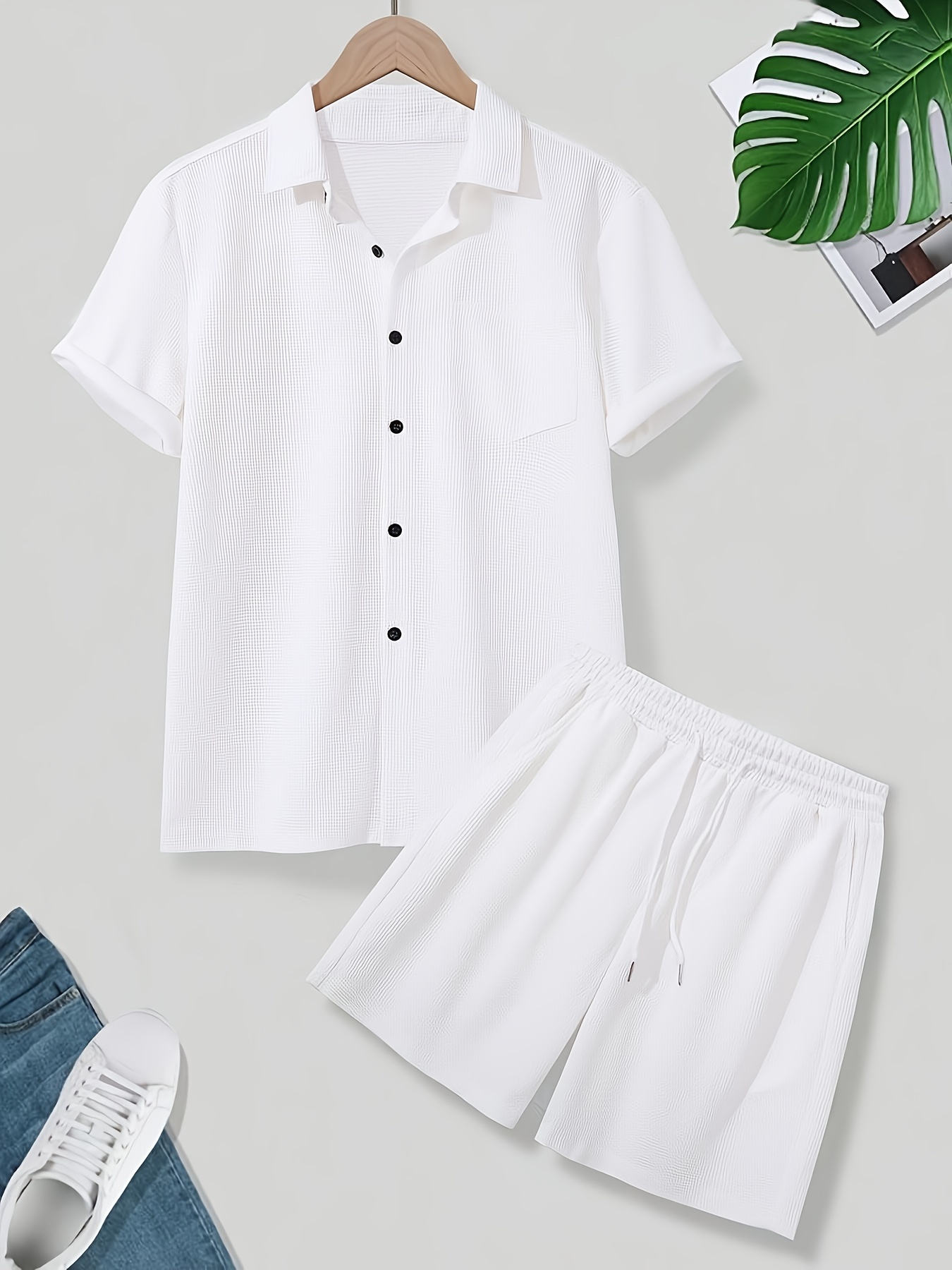 Pantalon Verano Hombre Generisch Traje De Lino De Dos Piezas Para