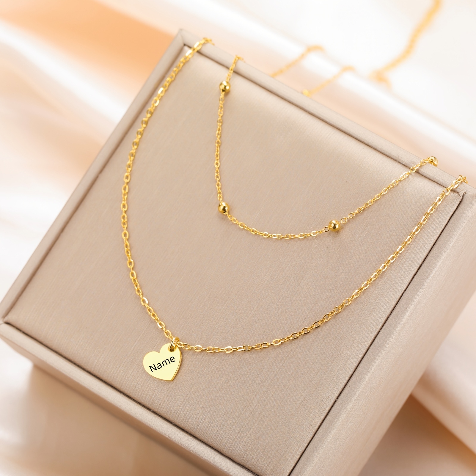 Personalized Custom Name Heart Pendant Necklace, Bohemian Style