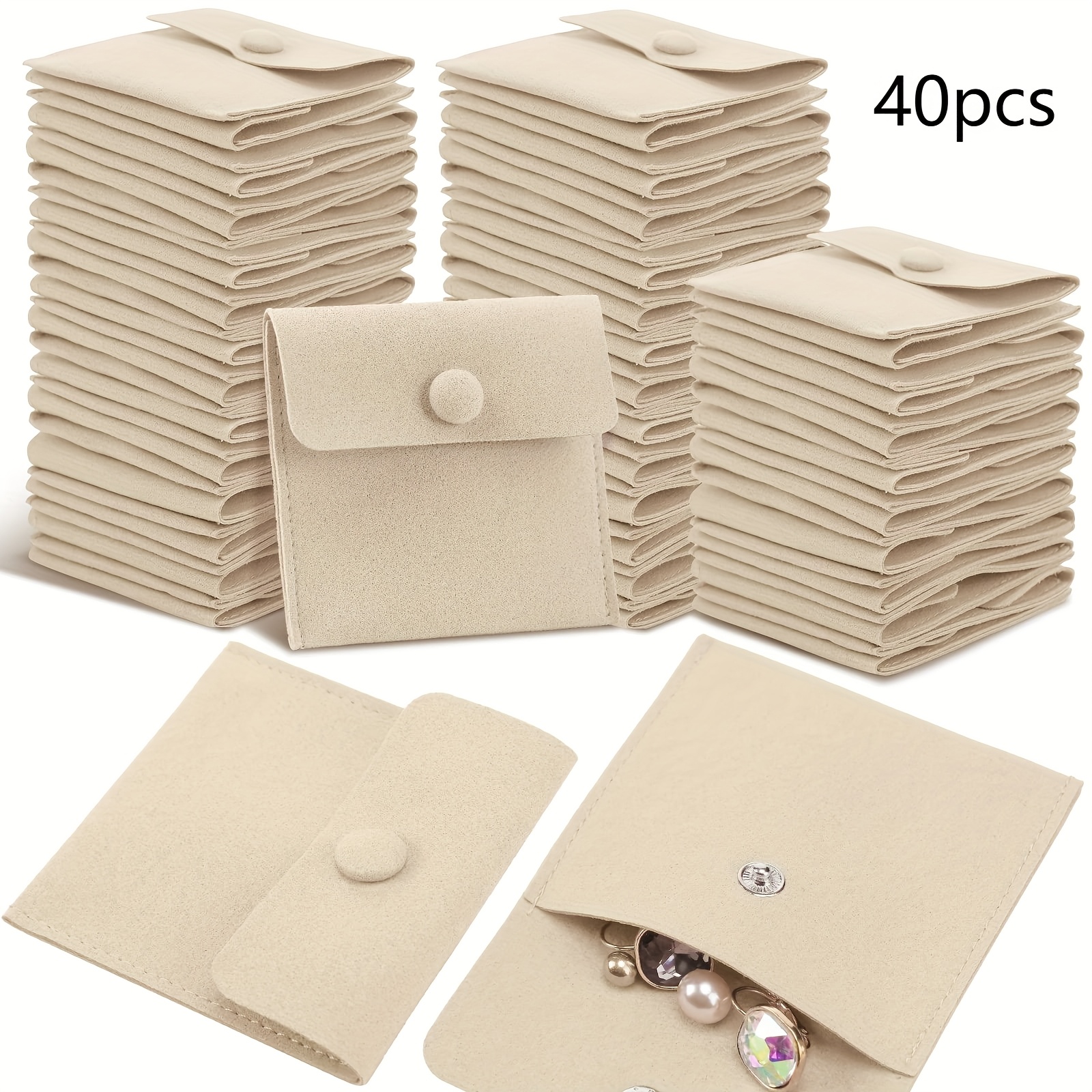 TEMU Confezione da 40/80 Sacchetti in Microfibra per Gioielli 7x7cm, Buste di Confezionamento Lusso Piccole Borse Regalo con a e Divisorio, Sacchetto