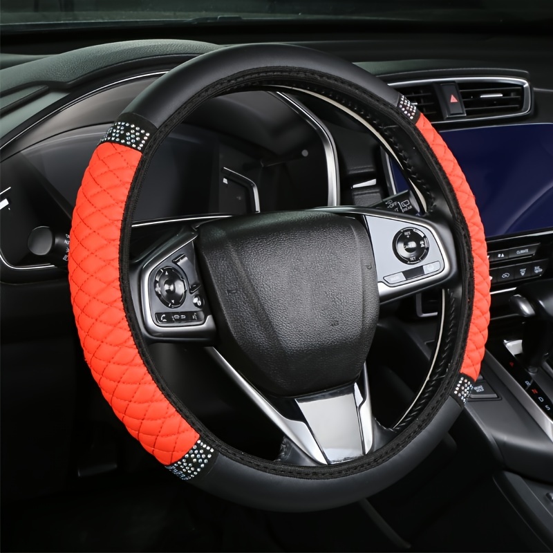 

Bling Soft Faux Leather Car Steering Wheel Cover Non-slip Heat And