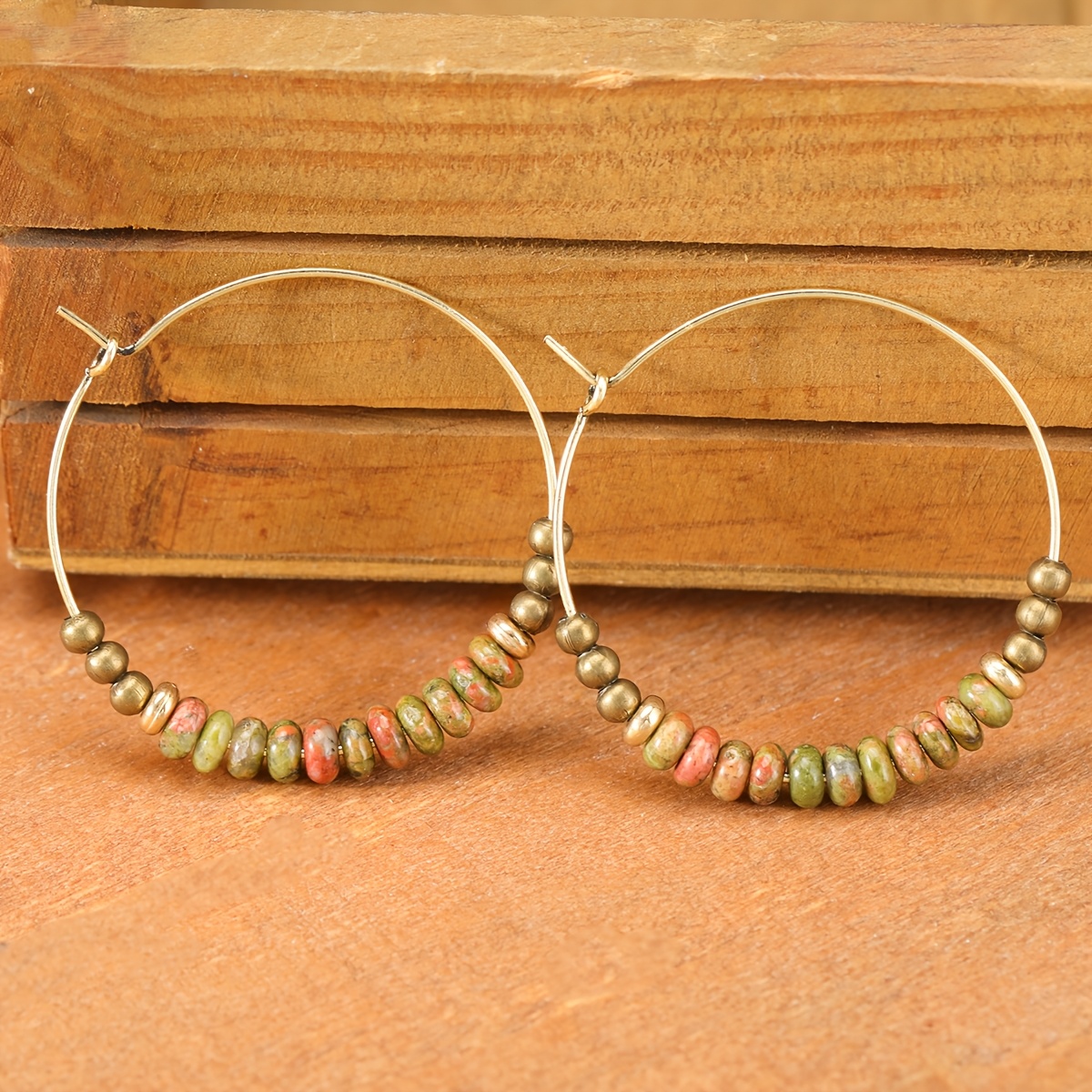 TEMU Pendientes de hombre estilo vintage, tachuelas de aro grande simple con pendientes colgantes de cuentas en capas, adecuados para fiestas,