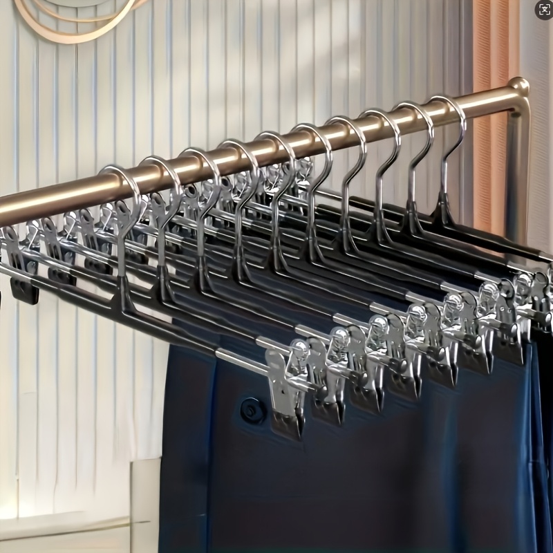 TEMU 10pcs Of Adjustable Hanger, Suitable For Pants, Skirts, Jeans And Children's Clothing - Space-saving Metalanger, Clip Hanger, Pants Hanger With