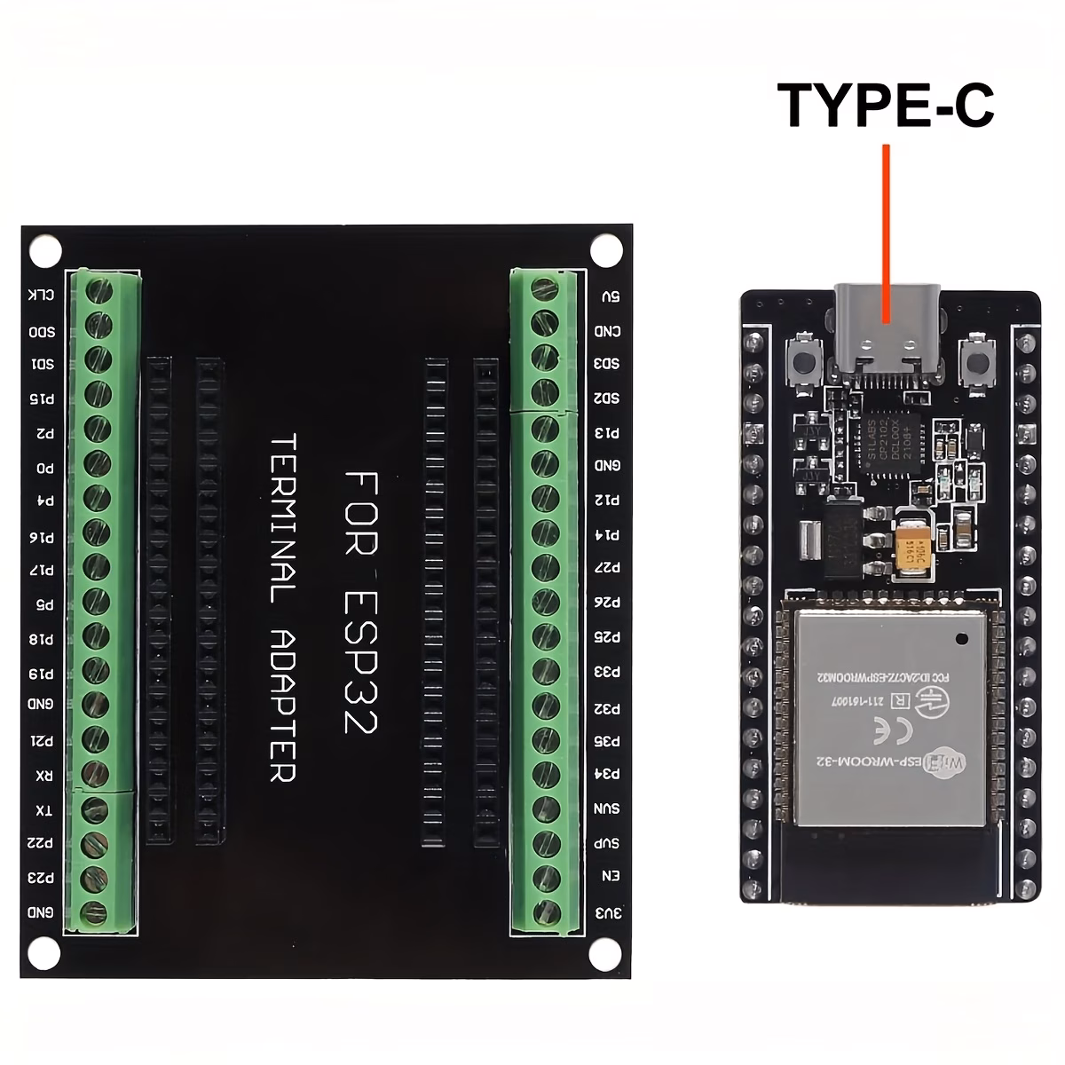 סט 1/2/3 יחידות esp- -32 esp32 esp-32s לוח פיתוח ממשק type c esp- -32 עם לוח שבירה esp32 מגן מתאם טרמינל ל-esp32 30 פרטי מוצר 1