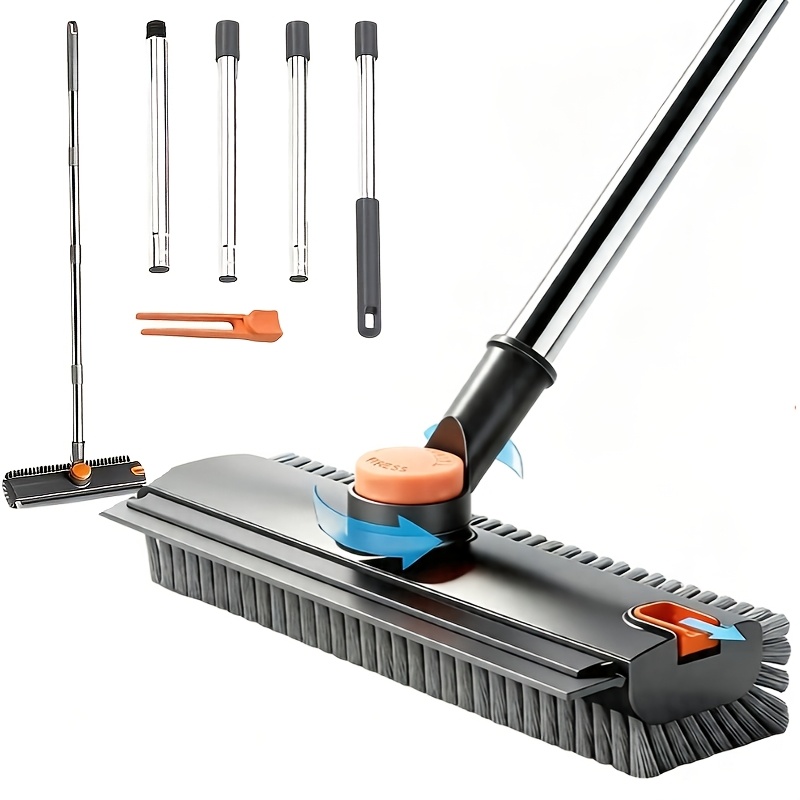TEMU A Multi-functional Long-handled Bathroom Cleaning Brush, 180Â° Rotating Double-sided V-shaped Bristles, Rod, Suitable For Tiles, Tile Grout