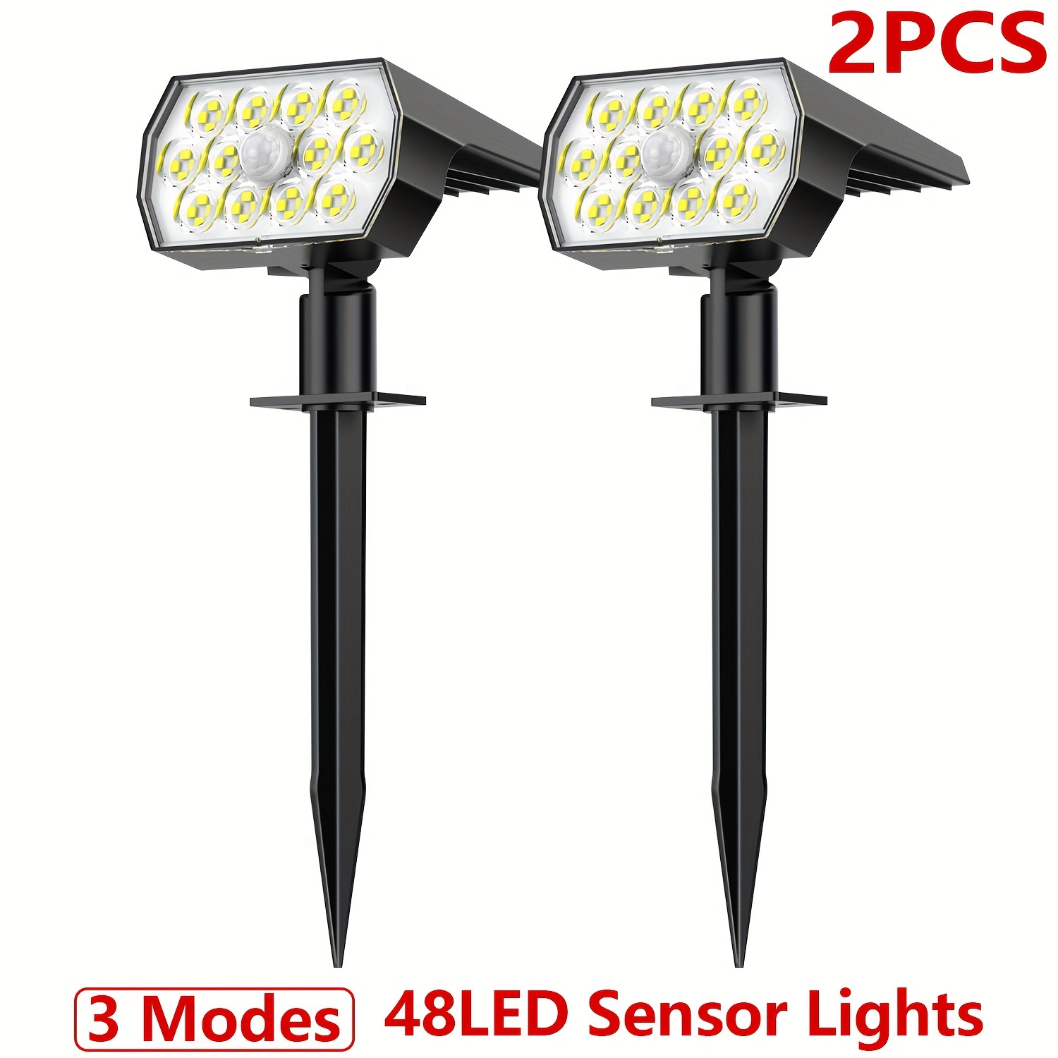 1/2/4/6pcs Solar Spot Lights Outdoor, 46 Leds Motion Sensor Solar Outdoor Lights With 3 Lighting Mode, Solar Spotlights Outdoor For Yard,garden,lawn,patio,park And Grass,lawn Lamp On Sides Of Road.