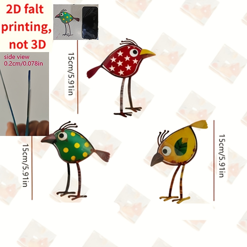 TEMU 2d Flat, [2d Flat] 3pcs Bohemian Bird Wall Decor Suitable For Wall & Fence Decoration, Durable Acrylic Panel With Irregular Flat Panel, Outdoor/