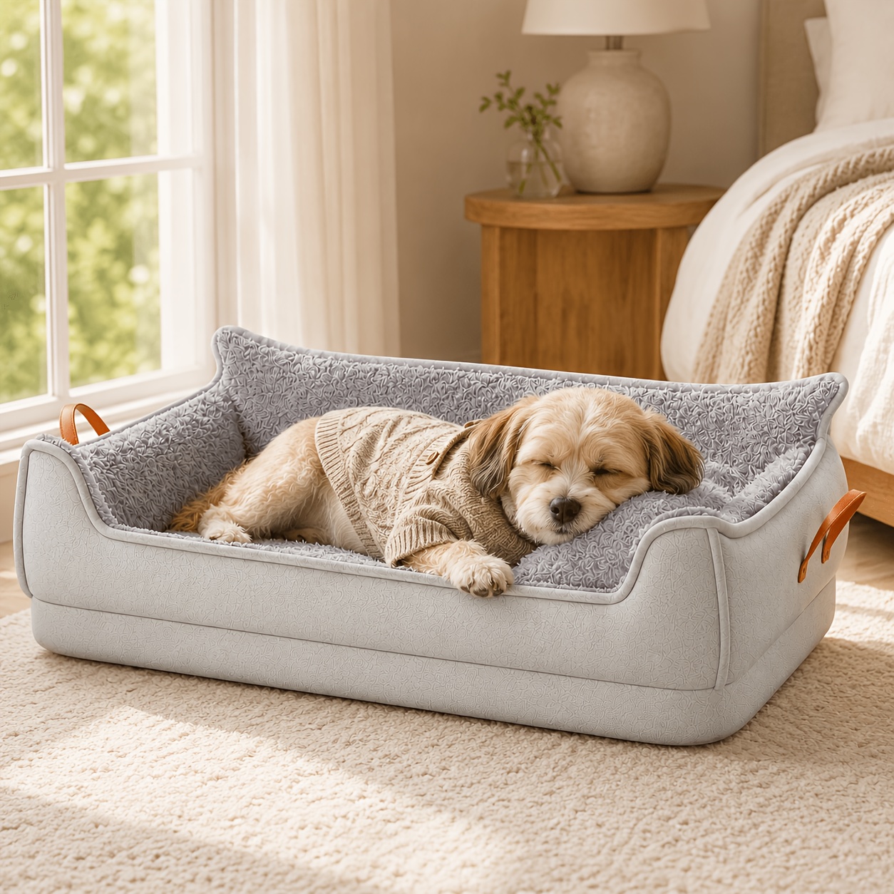sofa pet dog bed dual use cat and dog bed cat scratch resistant wear resistant outer layer with plush surface and felt lining thickened comfortable cushion non slip enveloping backrest sleeping and resting bed for dogs and cats Product details 2