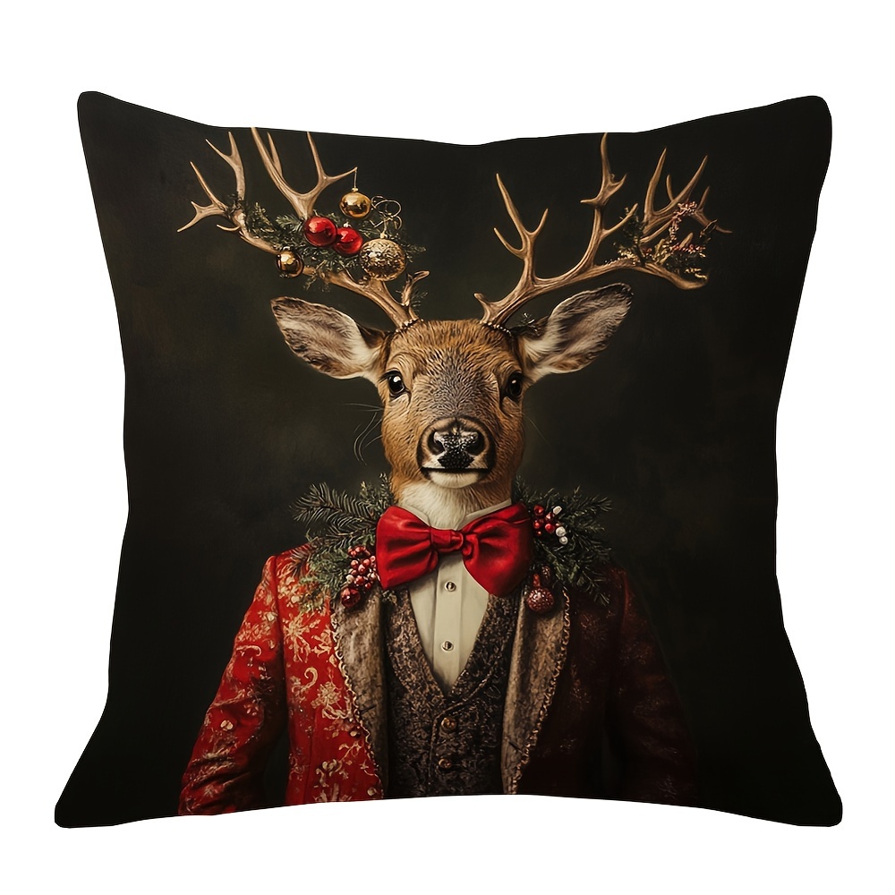 45x45 Cm Super Soft Plush Pillow Cover - Elegant Animal Pattern, Zipper Closure, Machine Washable (pillow Insert Not Included)