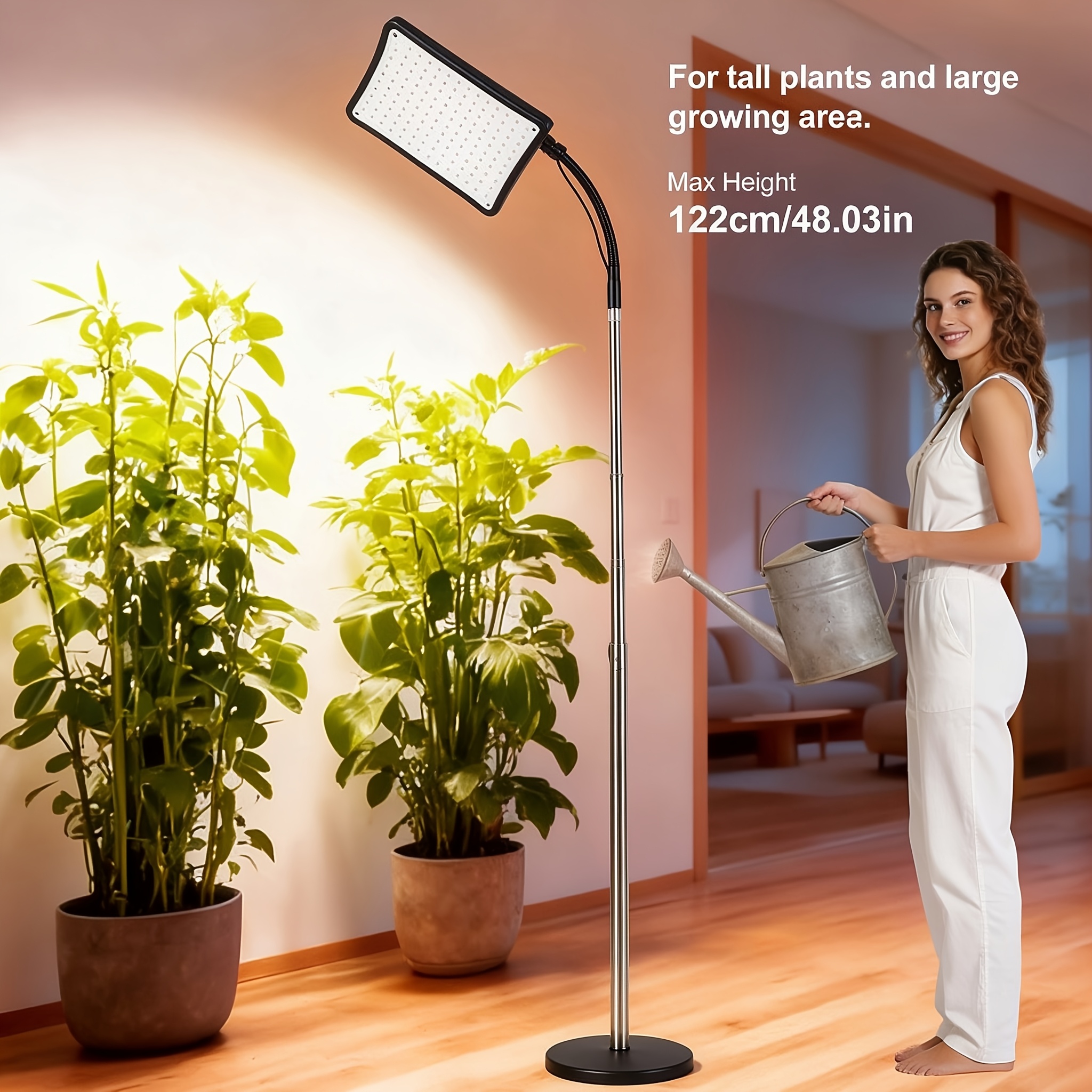 TEMU Floor Lamp Led Grow Light With For Tall Indoor Plants Design, 40"-76" Height Adjustable Floor For Tree, Large Monstera, 3-mode Timer, 4 Dimming,