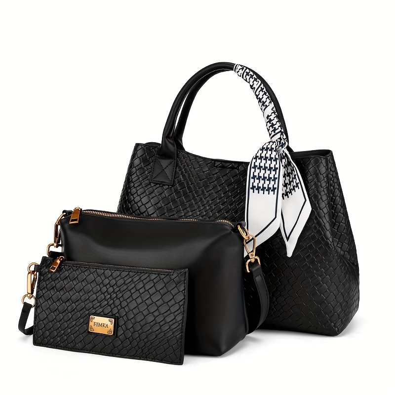 Image of New Pattern Retro Large Capacity Handbag, Easy Versatile Shopping Basket Set Of 3 Bags With Pendant Additions For Women