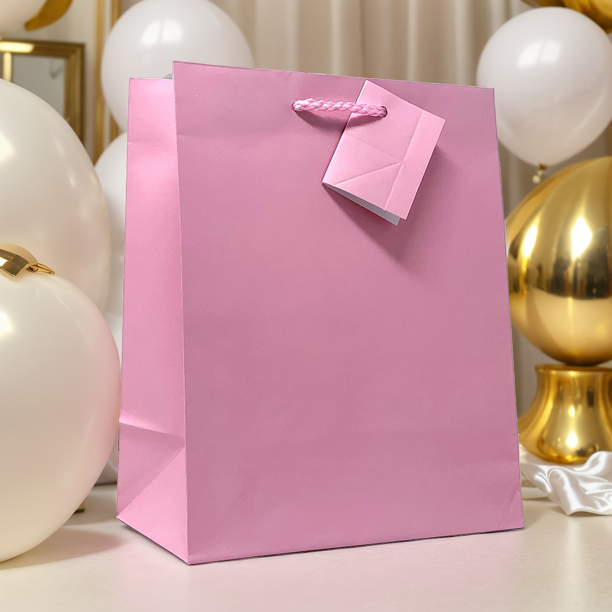 

13" Large 12pk Value Premium Solid Color Paper Gift Bags-pink