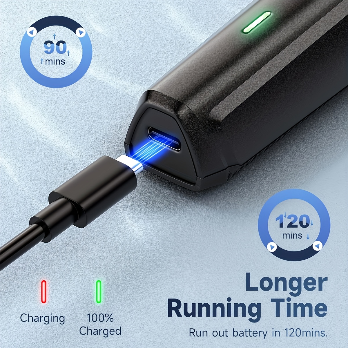 professional 3 in 1 wireless electric hair clipper multi functional adult shaver nose hair trimmer with led light usb type c charging rechargeable 600mah battery   start washable stainless steel   long       3  s and storage bag Product details 5