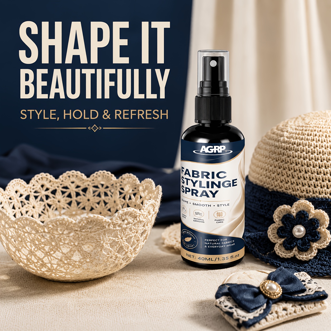 TEMU Multi-use Fabric Setting Spray | Firm Shape-hold, Non-sticky & Quick-dry For Fabric, Crochet & Projects