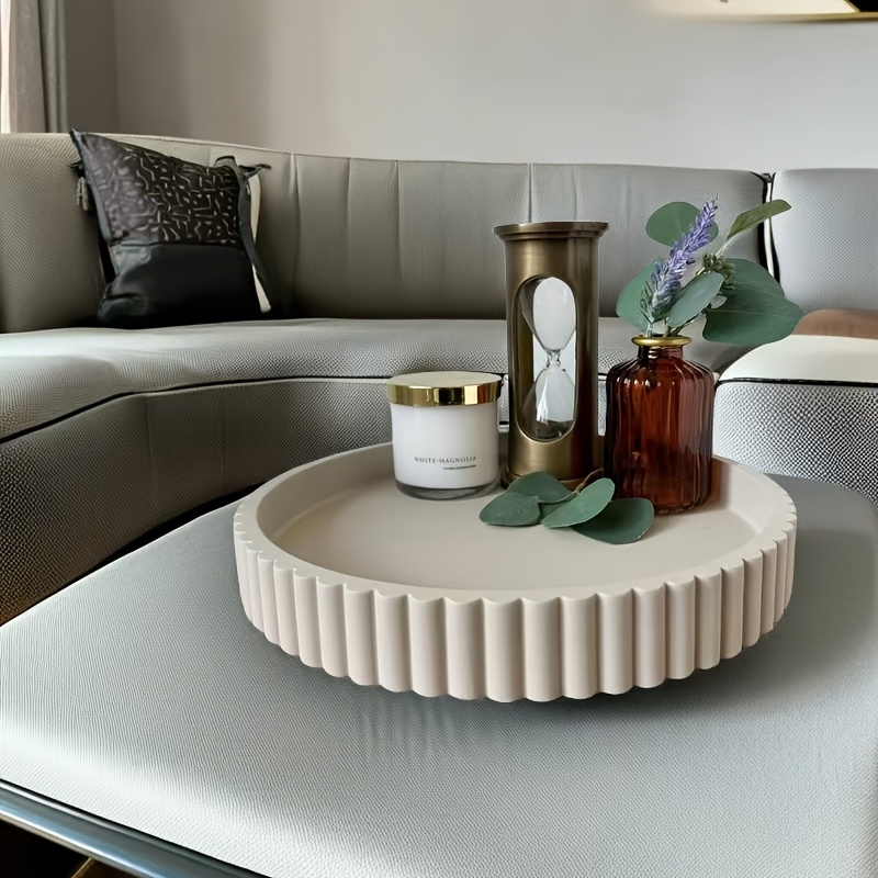 

Chic Modern Round Decorative Tray For Living Room - Resin, Fashion-themed Coffee Table Organizer & Console Accent, Home Decor, Storage