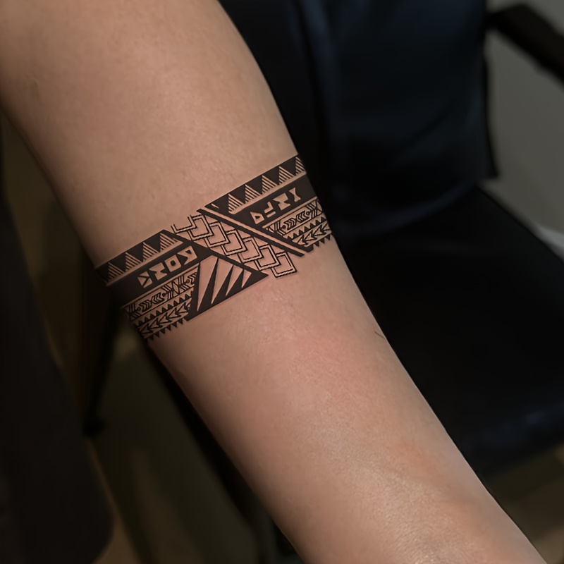 gear rectangular arm rings herbal temporary tattoo stickers Temu