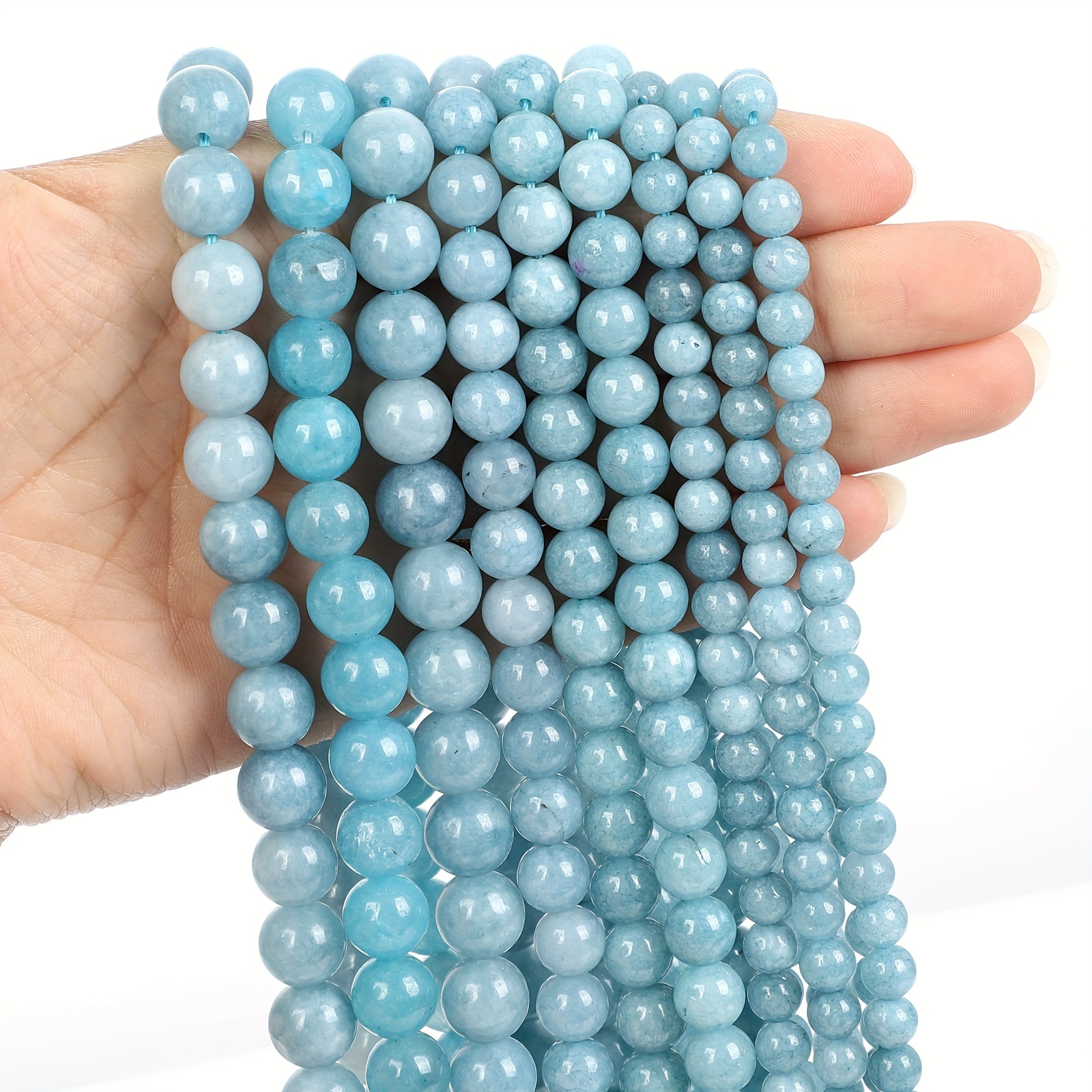 

Natural Aquamarine Stone Round Loose Beads For Jewelry Making Diy Charm Bracelet 4-10mm