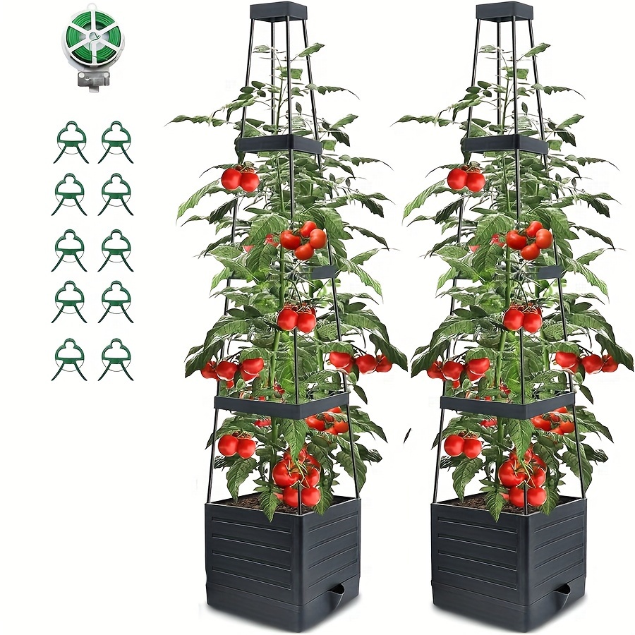 

2 Packs Tomato Planter With Trellis, Self Watering Tomato Cages For Garden Pots, 57" Self Watering Tomato Plant Support Cage For Patio, Use For Indoor Outdoor (2pcs)