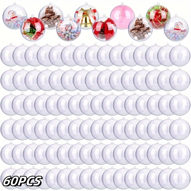 

60pcs Diy Fillable Plastic Christmas Ornaments - Hanging Decorations For Christmas, Easter, , New - For , , Decor (30mm)