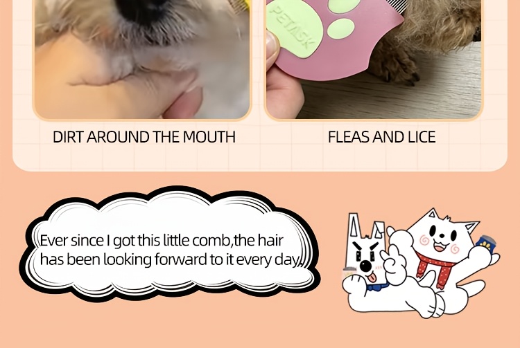 Pet Facial Comb Small Face Comb Dog Cat Rabbit Wide-Tooth Comb Needle Comb Round Head Curved Comb Flea Tail Cleaning Comb