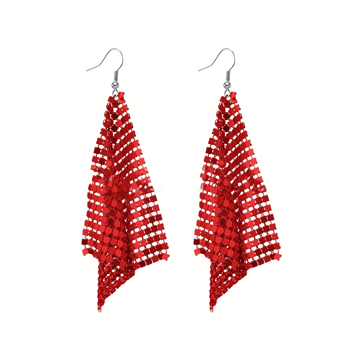 TEMU Elegantes Pendientes de Lentejuelas con , Pendientes de Colgante Geométrico y a , Pendientes Largos de Metal para Mujeres
