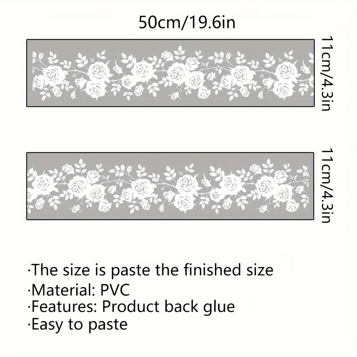 E-shop Ein Set aus zwei (11*50Cm*2Stk) weißen floralen Ranken-Wandaufklebern, statische Glas-Aufkleber, doppelseitig , 20 dekorative Wandaufkleber
