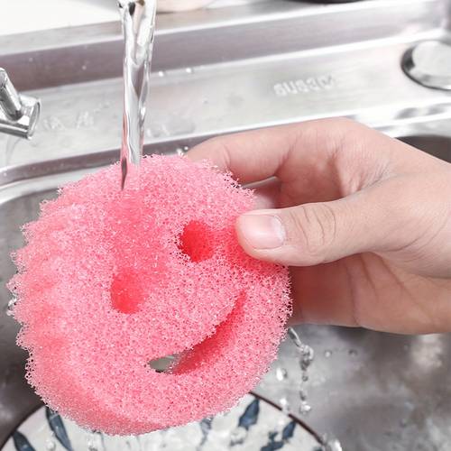 2-Pack/3-Pack Happy Face Kitchen Sponges, Scratch-Free Magic Cleaning Sponges with Temperature Control, Odorless Dishwashing Sponges for Everyday Use, Durable PS Material for Kitchen Cleaning
