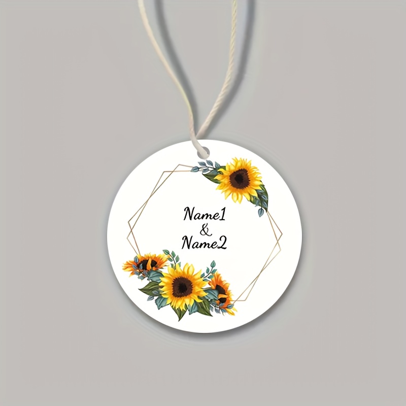TEMU Customized Label With Personalized Name And Date For Gift Wrapping, Sunflower Flower Suitable For Weddings, Mother's Day, Birthdays, Etc