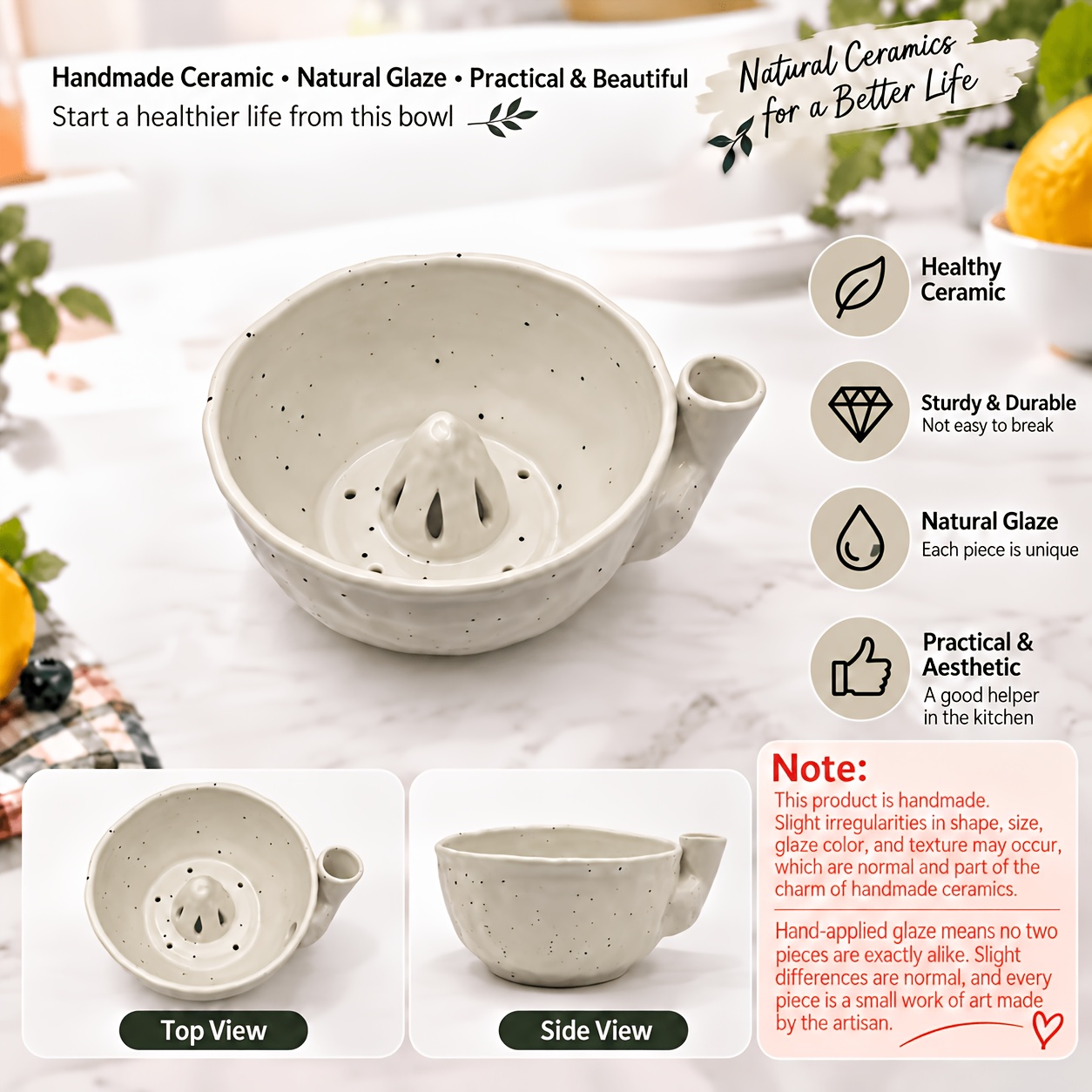 TEMU Panier à fruits en céramique pour , panier à fruits à débit d'eau auto-nettoyant adapté aux myrtilles, aux fraises et autres fruits