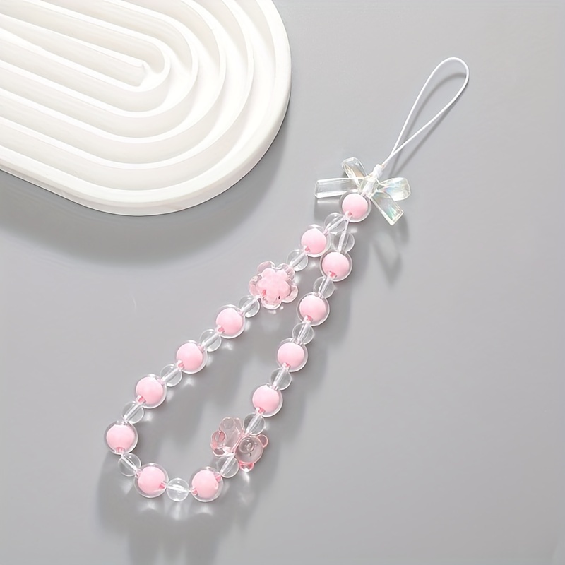 LunarCharm 4 Pièces Rose Porte-clés De Téléphone, Lanière De Téléphone Douce En Perles, Dragonne, Porte-clés De Téléphone Esthétique, Porte-clés Mignon Pour Femme, Accessoire De Sac