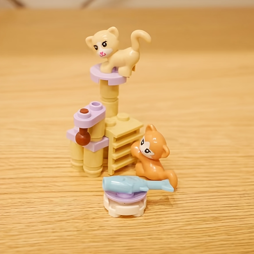 Image of Adorable Kitten Block Playset: Cat Climber/cat Model With 2 Cats And -holiday Gifts/classroom Reward/party Favor