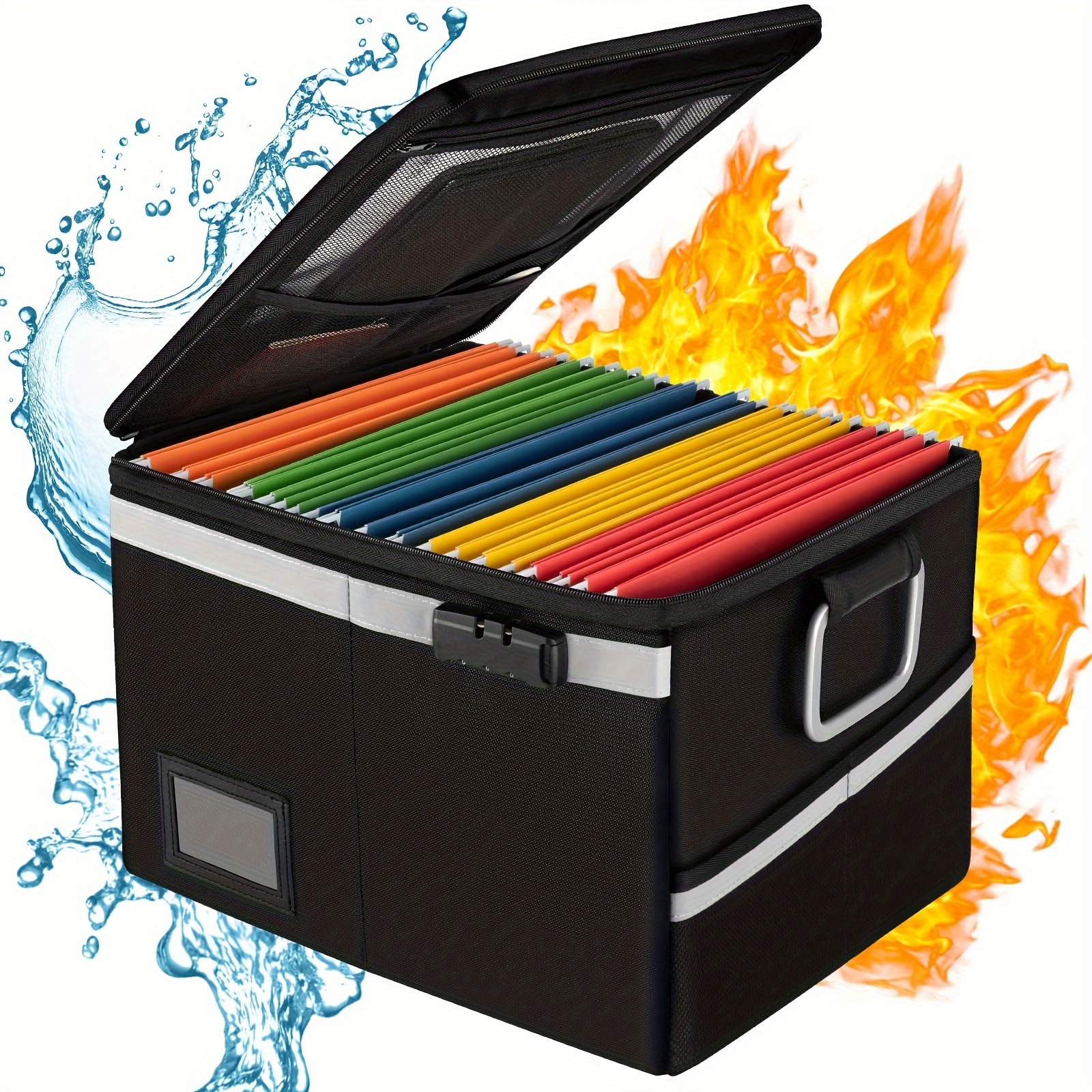  DocSafe Caja de archivos con cerradura, caja de documentos  ignífuga de 2 capas con ruedas, caja organizadora de almacenamiento de  archivos plegable con bolsillos, archivador grande y portátil para :  Productos