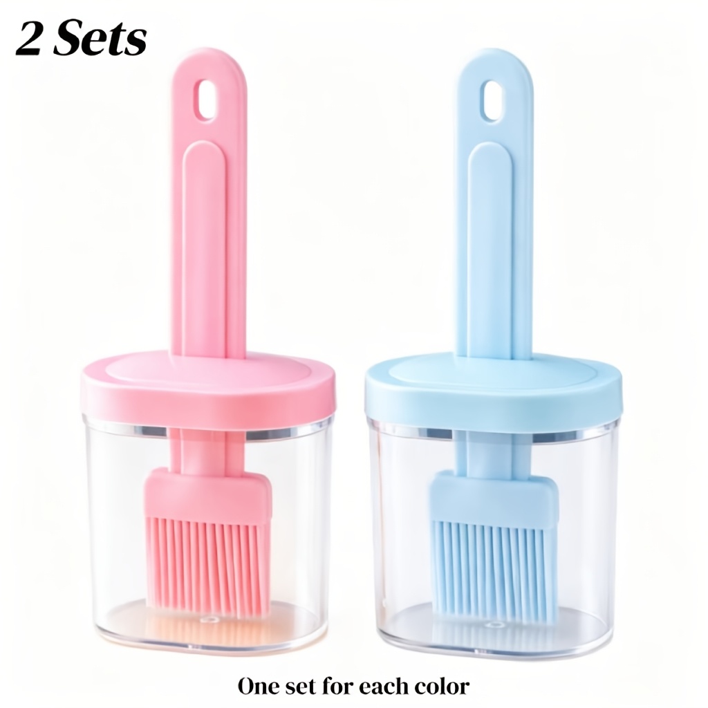 TEMU 2 Sets 2-in-1 Silicone Basting Brushes With Integrated Oil Dispenser, Heat-resistant, Kitchen Tool, Suitable For Picnics, Camping, And