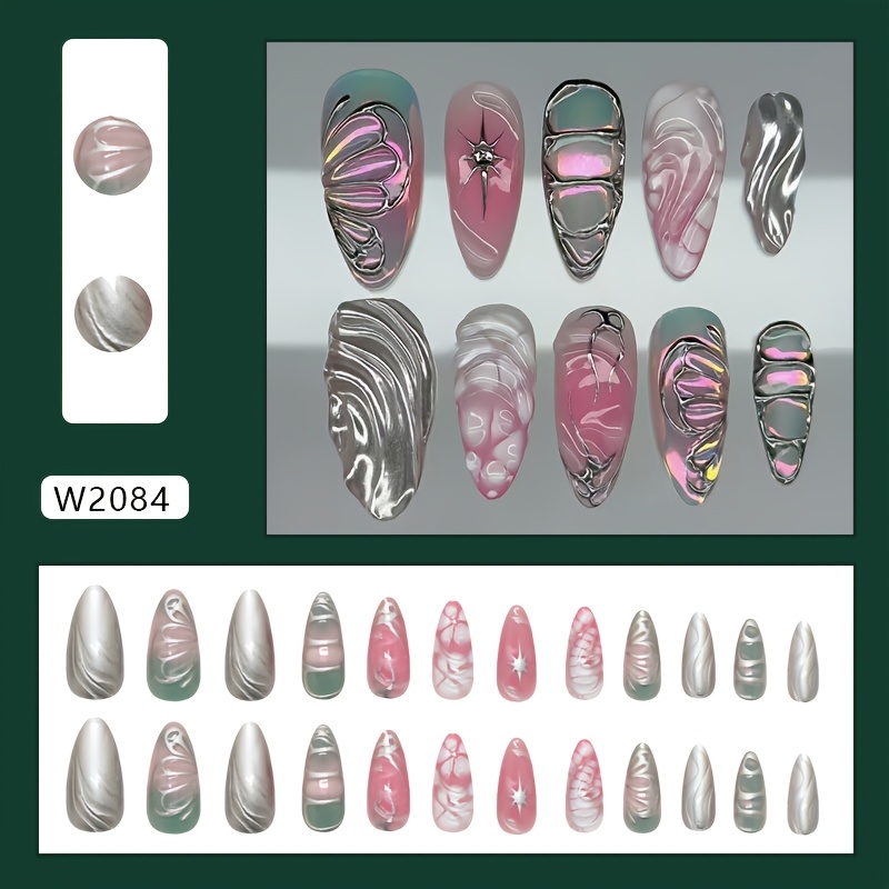 TEMU 3D Rüschen Silberner Frozen Schmetterling Abnehmbare Nagelkunst