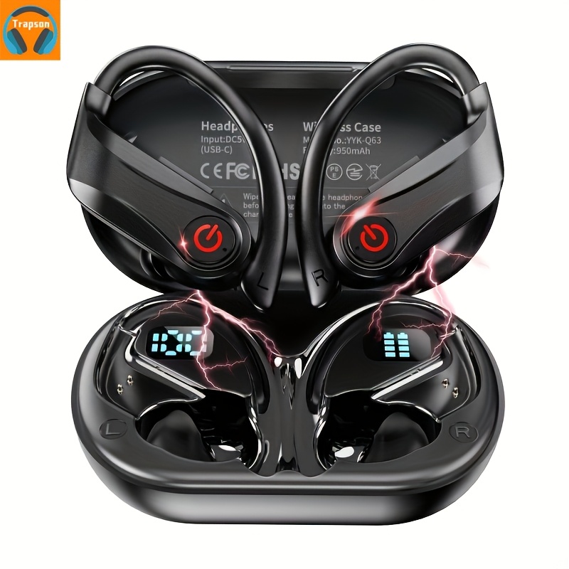 

Trapson5.3wireless, 120 Hours Of Time, High- Stereo Headphones With Built-in Microphone, With Ear-hook Type Led Display Black, High- Stereo, The For Running/exercise/driving/riding/communication